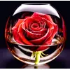 Image de Mini broderie diamant : Rose Rouge dans le Verre  - sans chassis en bois FiguredArt-DP-SFA187