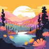 Image de Mini broderie diamant : Coucher de Soleil Coloré au Bord du Lac  - sans chassis en bois FiguredArt-DP-SFA173