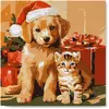 Image de Mini peinture au numéro : Chat et Chien de Noël  - toile tendue sur chassis FiguredArt-SFA223-Y