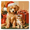 Image de Mini peinture au numÃ©ro : Chat et Chien de NoÃ«l  - toile tendue sur chassis