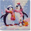 Image de Mini peinture au numéro : Famille de Pingouins sous la Neige  - toile tendue sur chassis FiguredArt-SFA221-Y