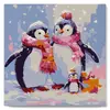 Image de Mini peinture au numÃ©ro : Famille de Pingouins sous la Neige  - toile tendue sur chassis