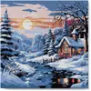 Image de Mini peinture au numéro : Jolie Chaumière sous la Neige  - toile tendue sur chassis FiguredArt-SFA208-Y