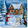 Image de Mini peinture au numéro : Bonhomme de Neige et Chaumière  - toile tendue sur chassis FiguredArt-SFA207-Y