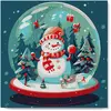Image de Mini peinture au numéro : Bonhomme de Neige dans sa Boule  - toile tendue sur chassis FiguredArt-SFA206-Y