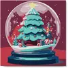 Image de Mini peinture au numéro : Boule à Neige et Sapin de Noël  - toile tendue sur chassis FiguredArt-SFA205-Y