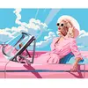 Image de Peinture au numéro : Diva dans une Voiture Rétro Rose - toile tendue sur châssis FiguredArt-FA10177-Y