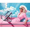 Image de Broderie diamant : Diva dans une Voiture Retro Rose  - toile tendue sur chassis FiguredArt-DP-FA10177-Y