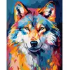Image de Peinture au numéro : Loup Coloré Abstrait  - sans châssis en bois FiguredArt-FA10210