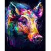 Image de Broderie diamant : Sanglier Coloré Abstrait - sans chassis en bois FiguredArt-DP-FA10209