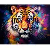 Image de Broderie diamant : Tigre Coloré Abstrait - sans chassis en bois FiguredArt-DP-FA10191