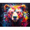 Image de Broderie diamant : Ours Coloré Abstrait - sans chassis en bois FiguredArt-DP-FA10189