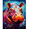 Image de Peinture au numéro : Hippopotame Coloré Abstrait - toile tendue sur châssis FiguredArt-FA10198-Y