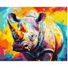 Image de Peinture au numÃ©ro : RhinocÃ©ros ColorÃ© Abstrait - toile tendue sur chÃ¢ssis
