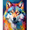 Image de Broderie diamant : Loup Coloré Abstrait  - toile tendue sur chassis FiguredArt-DP-FA10210-Y