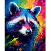 Image de Broderie diamant : Raton laveur Coloré Abstrait  - toile tendue sur chassis FiguredArt-DP-FA10208-Y
