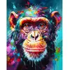Image de Broderie diamant : Chimpanzé Coloré Abstrait  - toile tendue sur chassis FiguredArt-DP-FA10194-Y
