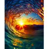 Image de Broderie diamant : Vague et coucher de soleil - sans chassis en bois FiguredArt-DP-FA10235