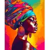 Image de Broderie diamant : Dame africaine lumineuse  - toile tendue sur chassis FiguredArt-DP-FA10240-Y