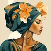 Image de Mini peinture au numéro : Femme au turban floral  - toile tendue sur chassis FiguredArt-SFA249-Y