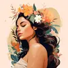 Image de Mini peinture au numéro : Femme au bandeau floral  - toile tendue sur chassis FiguredArt-SFA248-Y