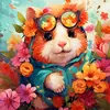 Image de Mini peinture au numéro : Hamster fantaisie et fleurs  - toile tendue sur chassis FiguredArt-SFA239-Y