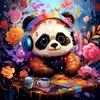 Image de Mini peinture au numéro : Panda fantaisie et fleurs  - toile tendue sur chassis FiguredArt-SFA236-Y