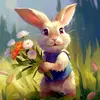 Image de Mini peinture au numéro : Lapin et fleurs sauvages  - toile tendue sur chassis FiguredArt-SFA231-Y