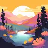 Image de Mini peinture au numéro : Coucher de Soleil Coloré au Bord du Lac  - toile tendue sur chassis FiguredArt-SFA173-Y