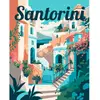 Image de Peinture au numéro : Affiche de voyage Santorin en fleurs  - sans châssis en bois FiguredArt-FA10264