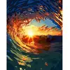 Image de Peinture au numéro : Vague et coucher de soleil  - sans châssis en bois FiguredArt-FA10235