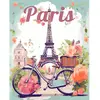 Image de Peinture au numéro : Affiche de voyage Paris en fleurs  - toile tendue sur châssis FiguredArt-FA10262-Y