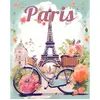 Image de Peinture au numÃ©ro : Affiche de voyage Paris en fleurs  - toile tendue sur chÃ¢ssis