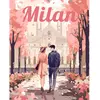 Image de Peinture au numéro : Affiche de voyage Milan en fleurs  - toile tendue sur châssis FiguredArt-FA10260-Y