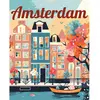 Image de Peinture au numéro : Affiche de voyage Amsterdam en fleurs  - toile tendue sur châssis FiguredArt-FA10252-Y