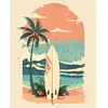 Image de Peinture au numéro : Planche de surf sur la plage - toile tendue sur châssis FiguredArt-FA10319-Y