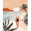 Image de Peinture au numéro : Promenade sur la plage au coucher du soleil - toile tendue sur châssis FiguredArt-FA10317-Y