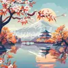 Image de Mini broderie diamant : Lac et Mont Fuji - toile tendue sur chassis DP-SFA303-Y