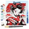 Image de Mini Peinture au numÃ©ro : Geisha Rouge et Noire - toile tendue sur chÃ¢ssis
