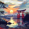 Image de Mini broderie diamant : Porte Torii au coucher du soleil - toile tendue sur chassis DP-SFA304-Y