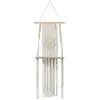 Image de Etagère Bohème Macramé ivoire avec planche bois 40cm x 1m 78161AF