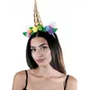 Image de Serre-tête licorne doré avec fleurs FETE-865109