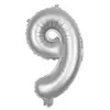 Image de Ballon mylar 100cm CHIFFRE 9, ARGENT 333659PPRO