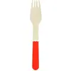 Image de Sachet de 8 fourchettes en bois manche rouge FETE-913225