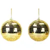 Image de Lot de 2 petites Boules à facettes 10cm à suspendre, Or FETE-3330910G