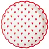 Image de Paquet de 8 Assiettes rondes festonnées à coeurs rouges 23cm FETE-913125