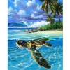Image de Peinture au numéro : Tortue détendue - toile tendue sur châssis FiguredArt-PN1467-Y