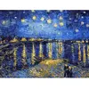 Image de Peinture au numéro : Van Gogh Nuit Etoilée sur le Rhone - toile tendue sur châssis FiguredArt-PN803-Y