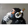 Image de Peinture au numéro : Singe casque audio - toile tendue sur châssis FiguredArt-PN904-Y