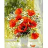 Image de Peinture au numéro : Fleurs Rouges et Marguerites  - sans châssis en bois FiguredArt-PN065